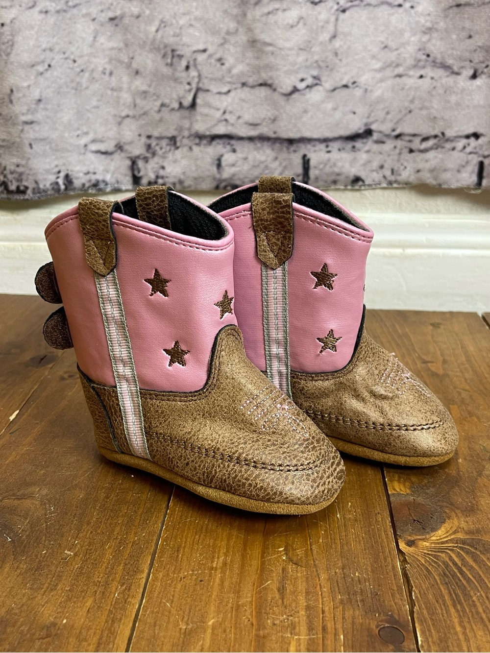 Old west B10117 size 2 pink and tan baby boots
